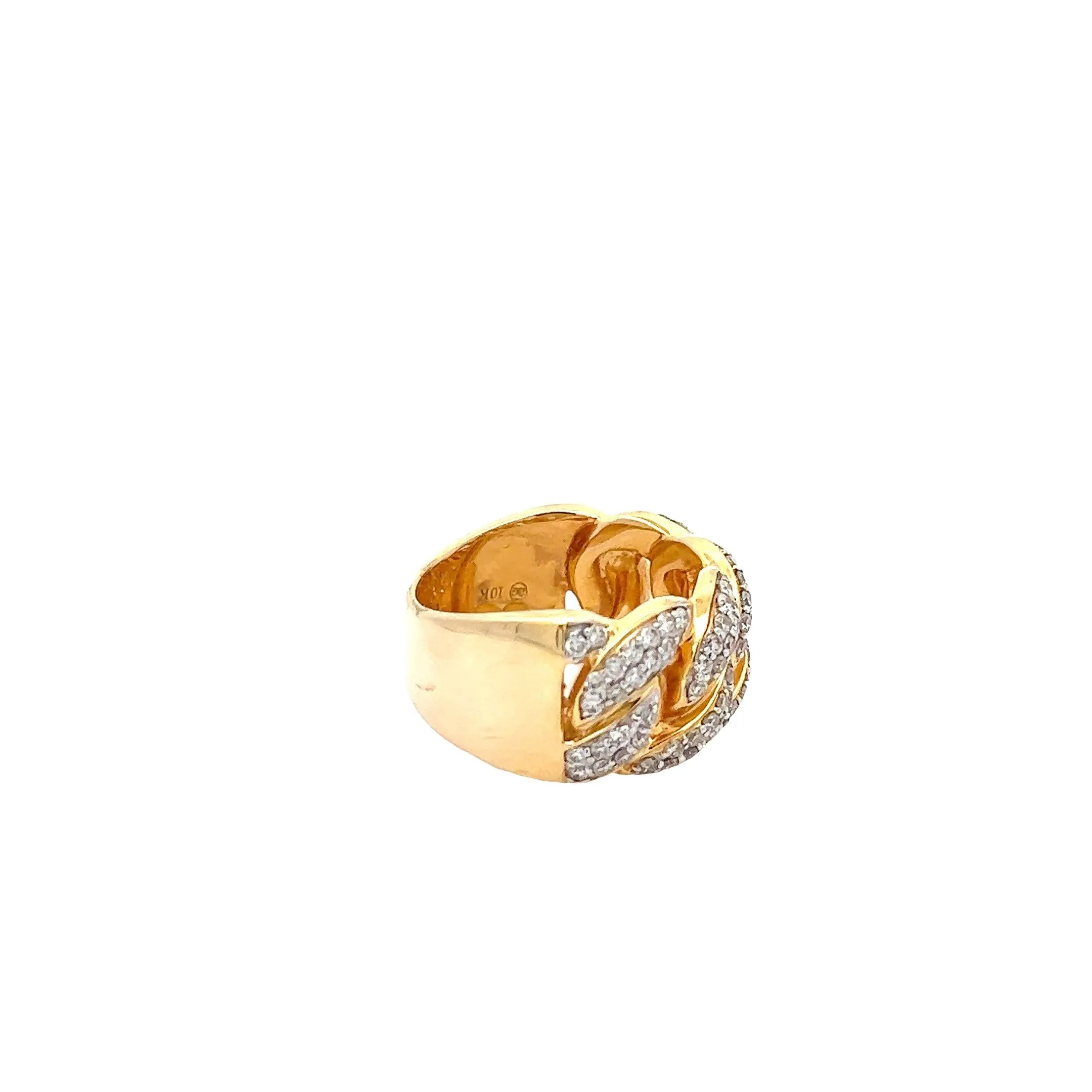 10K GOLD DIAMOND MIAMI CUBAN RING 1.65 CT