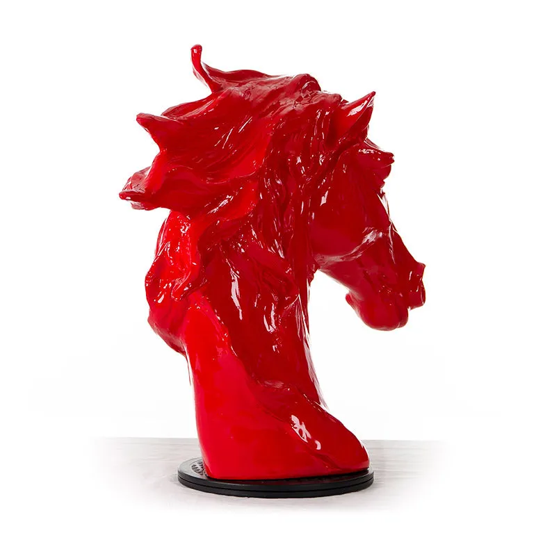 11" Red Polyresin Horse Head Sculpture By Homeroots