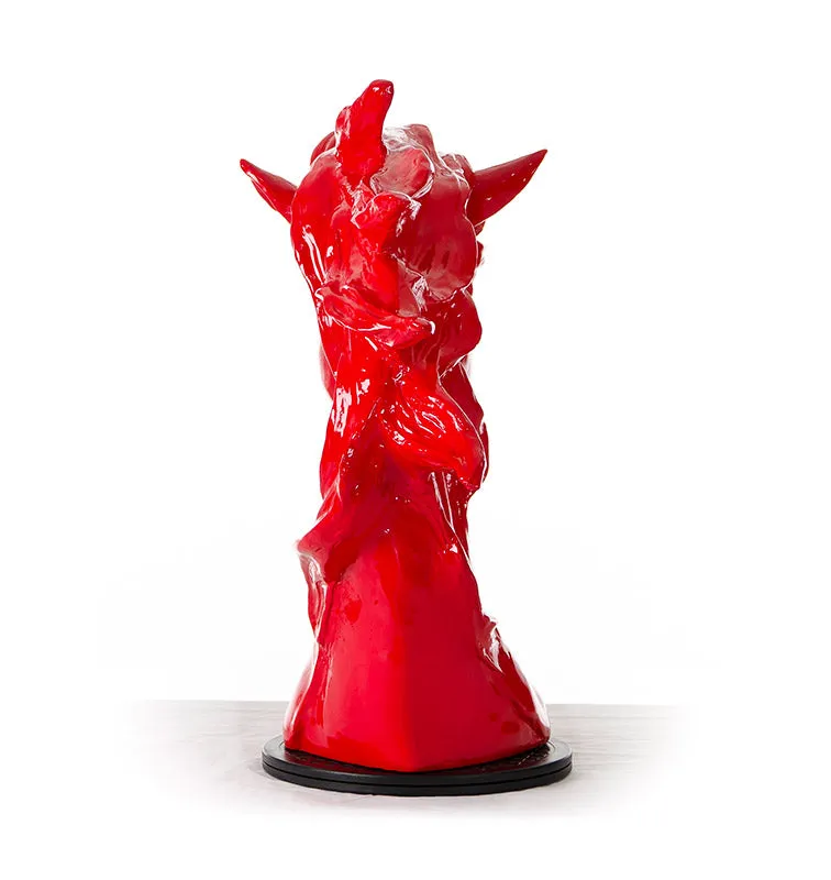 11" Red Polyresin Horse Head Sculpture By Homeroots