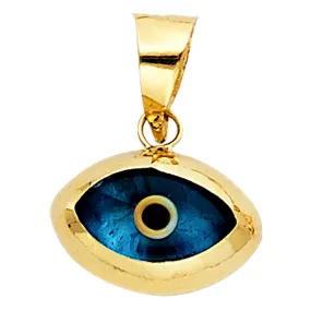 14K Gold Blue Evil Eye Charm Pendant