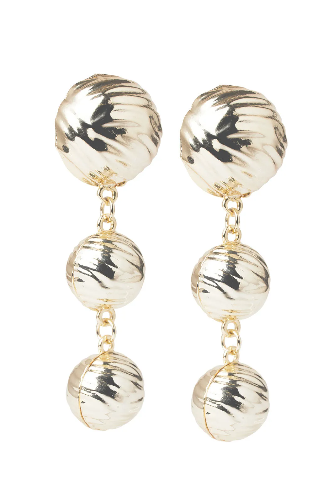 14K Gold Plated Textured Drop Earrings