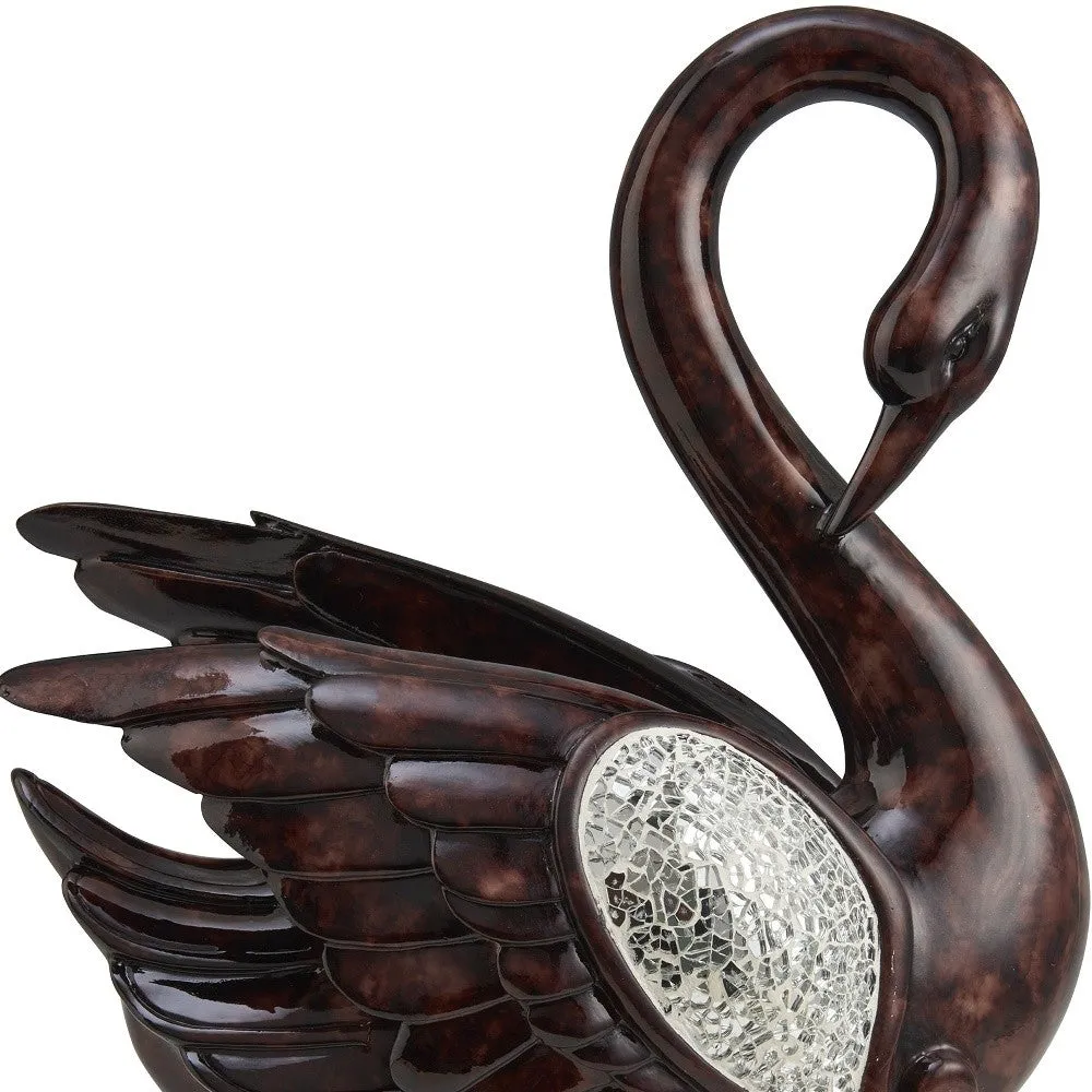 17" Marbleized Cherry Brown Dove Figurine Sculpture By Homeroots