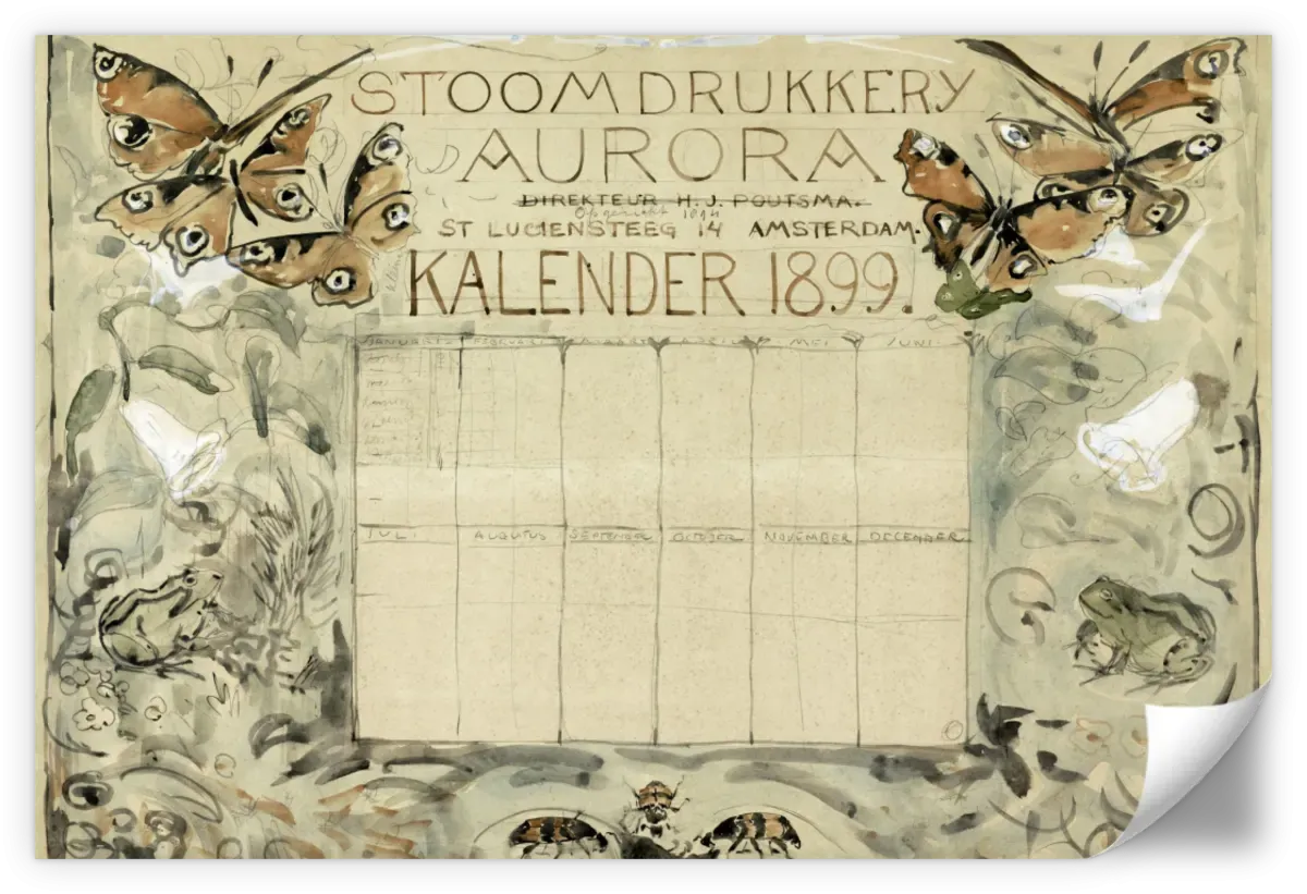 1899 Calendar For The Aurora Steam Printer Wall Art