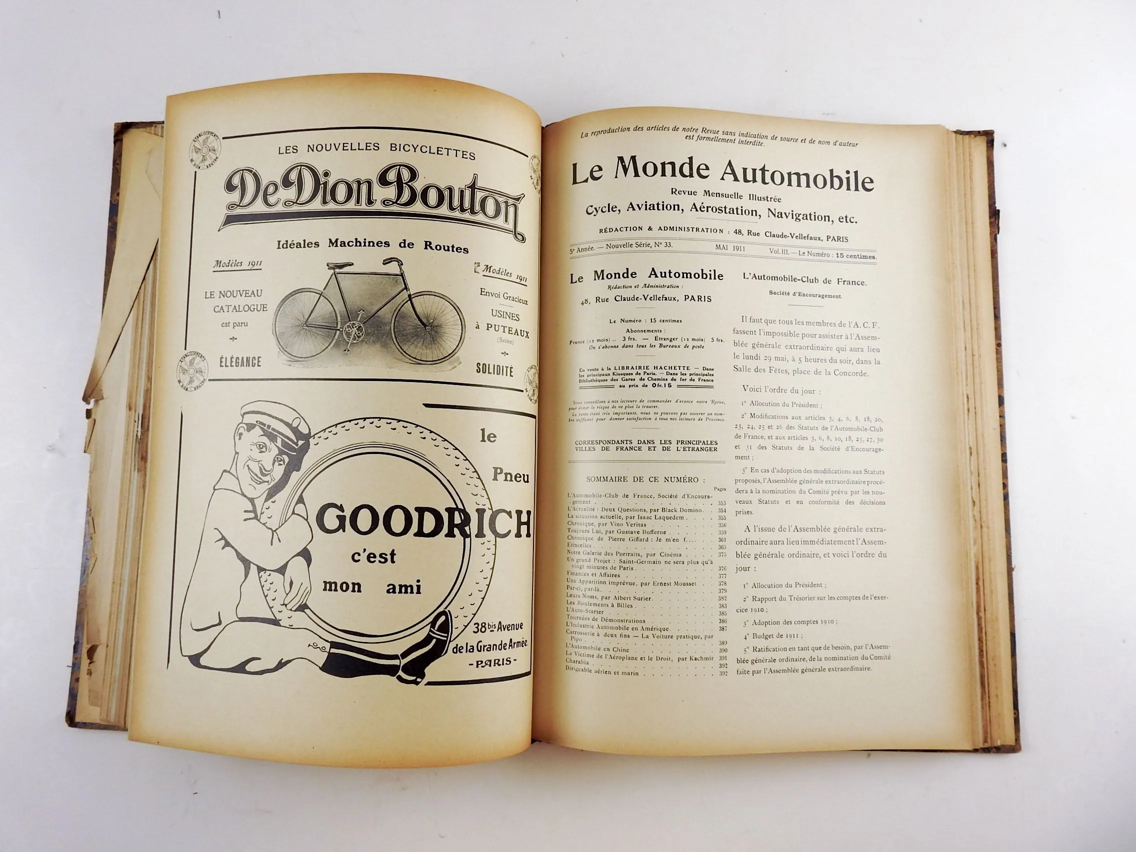 1911 French Le Monde Automobile Book