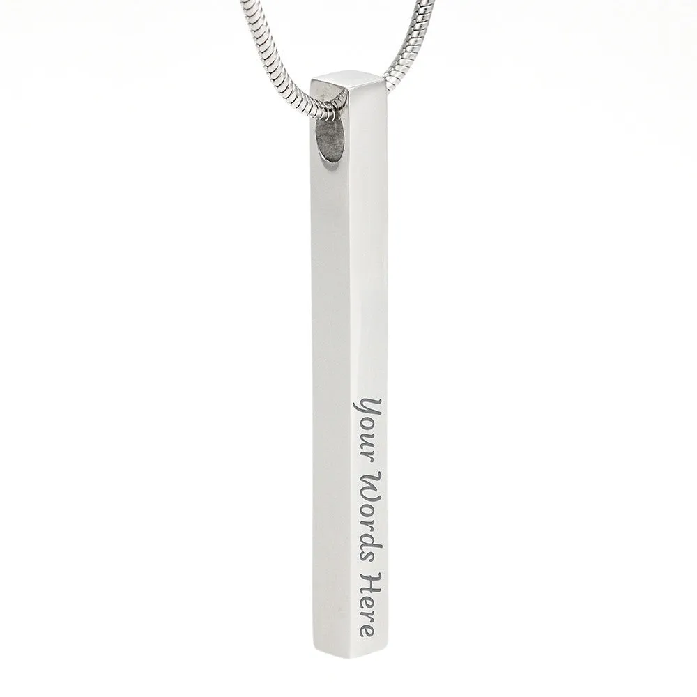 2 Sided Custom Name Date Bar Necklace With "I Love You" Message Card