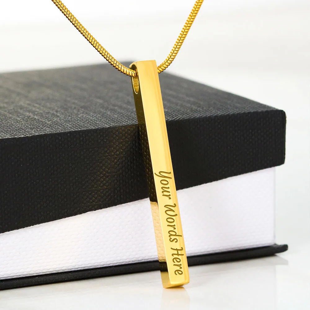 2 Sided Custom Name Date Bar Necklace With "I Love You" Message Card