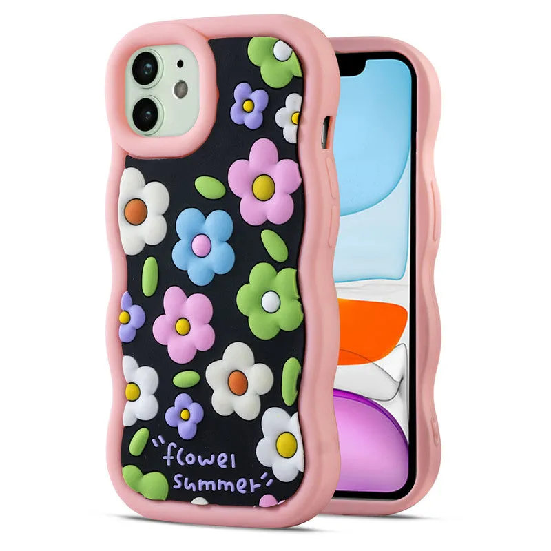 3D Silicone Soft Wave Edges Mobile Back Case For Apple iPhone 11