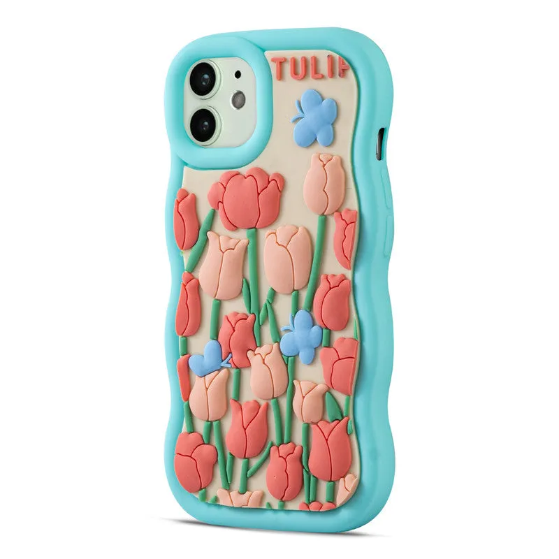 3D Silicone Soft Wave Edges Mobile Back Case For Apple iPhone 11