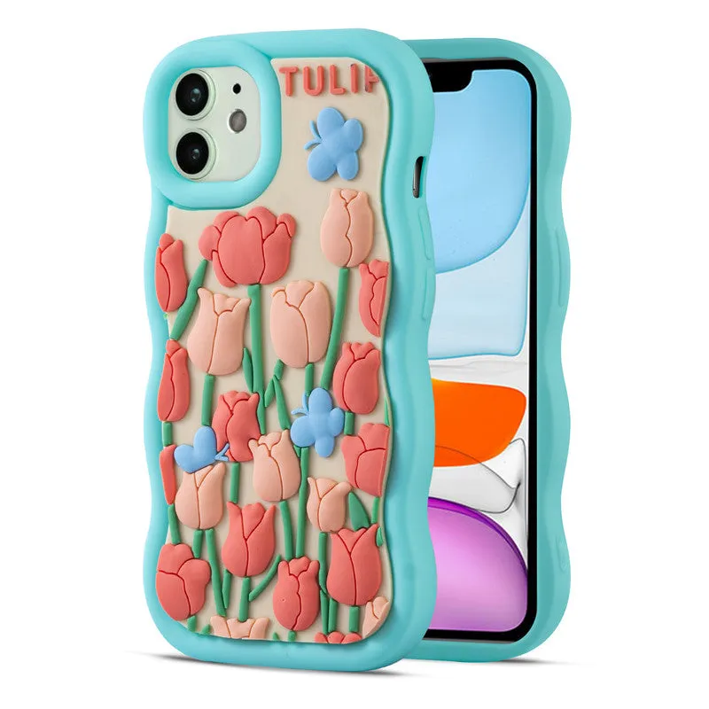 3D Silicone Soft Wave Edges Mobile Back Case For Apple iPhone 11