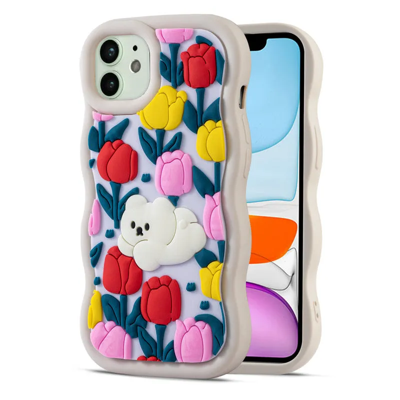 3D Silicone Soft Wave Edges Mobile Back Case For Apple iPhone 11