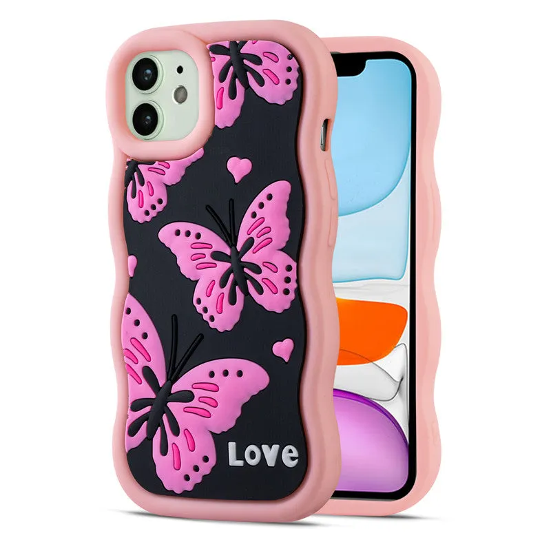 3D Silicone Soft Wave Edges Mobile Back Case For Apple iPhone 11