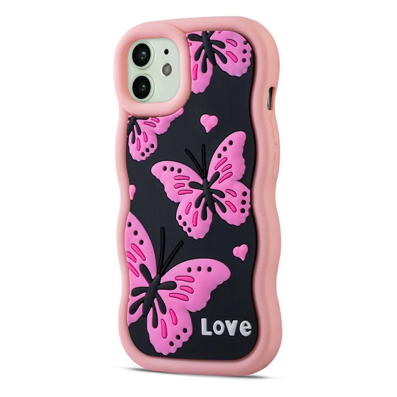 3D Silicone Soft Wave Edges Mobile Back Case For Apple iPhone 11