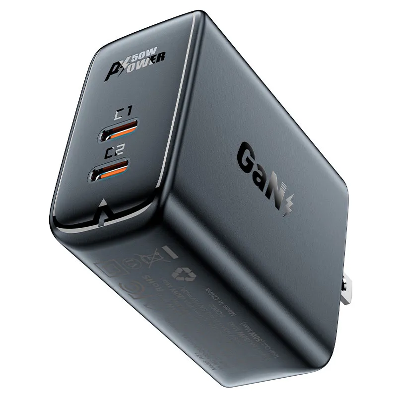 ACEFAST A31 PD 50W GAN (USB-C USB-C) DUAL PORT CHARGER - BLACK