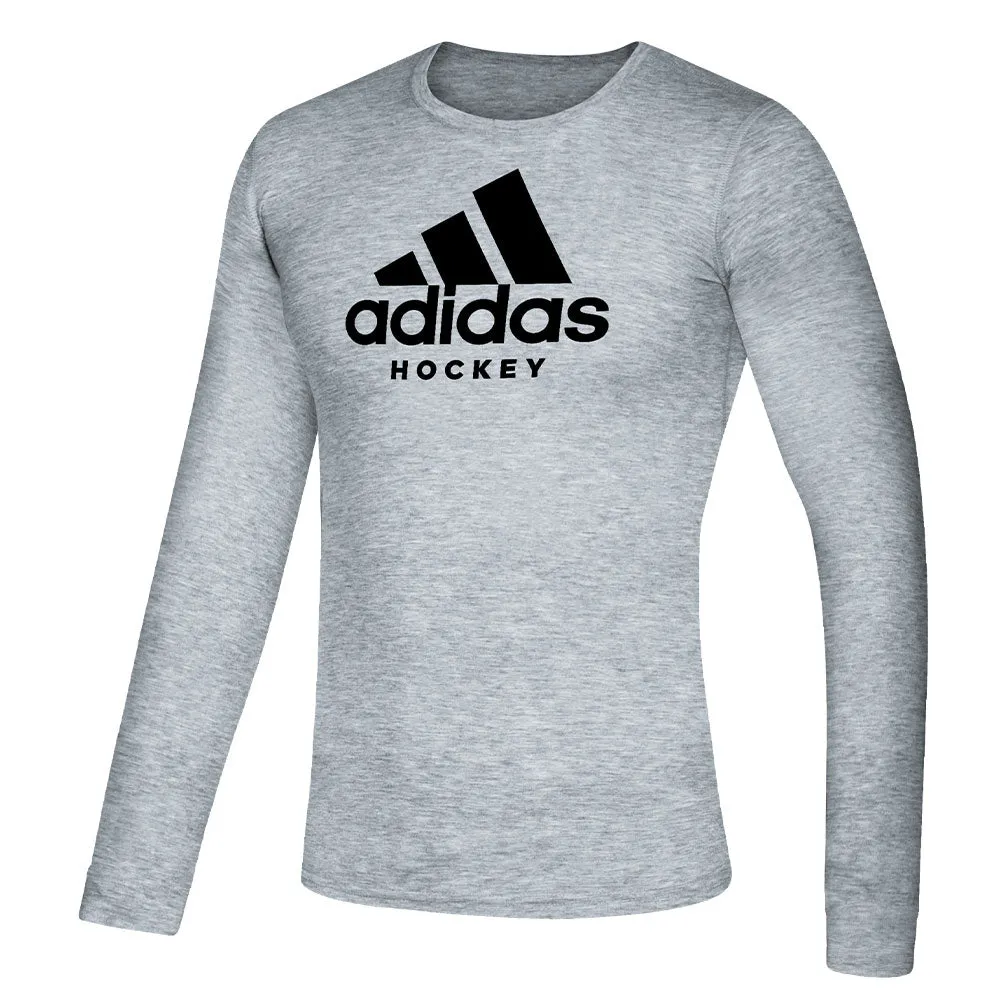 ADIDAS KID'S HOCKEY LONG SLEEVE T SHIRT - GREY