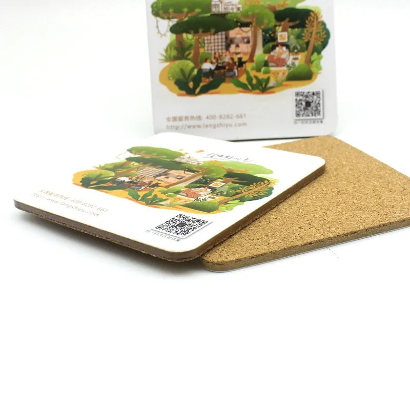 Advertising gray board Cork Wood coasters customized