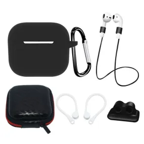 AirPods (3. gen.) Hurtel Silikone Case Sæt m. Etui, Neck Strap & Ear Hook - Sort