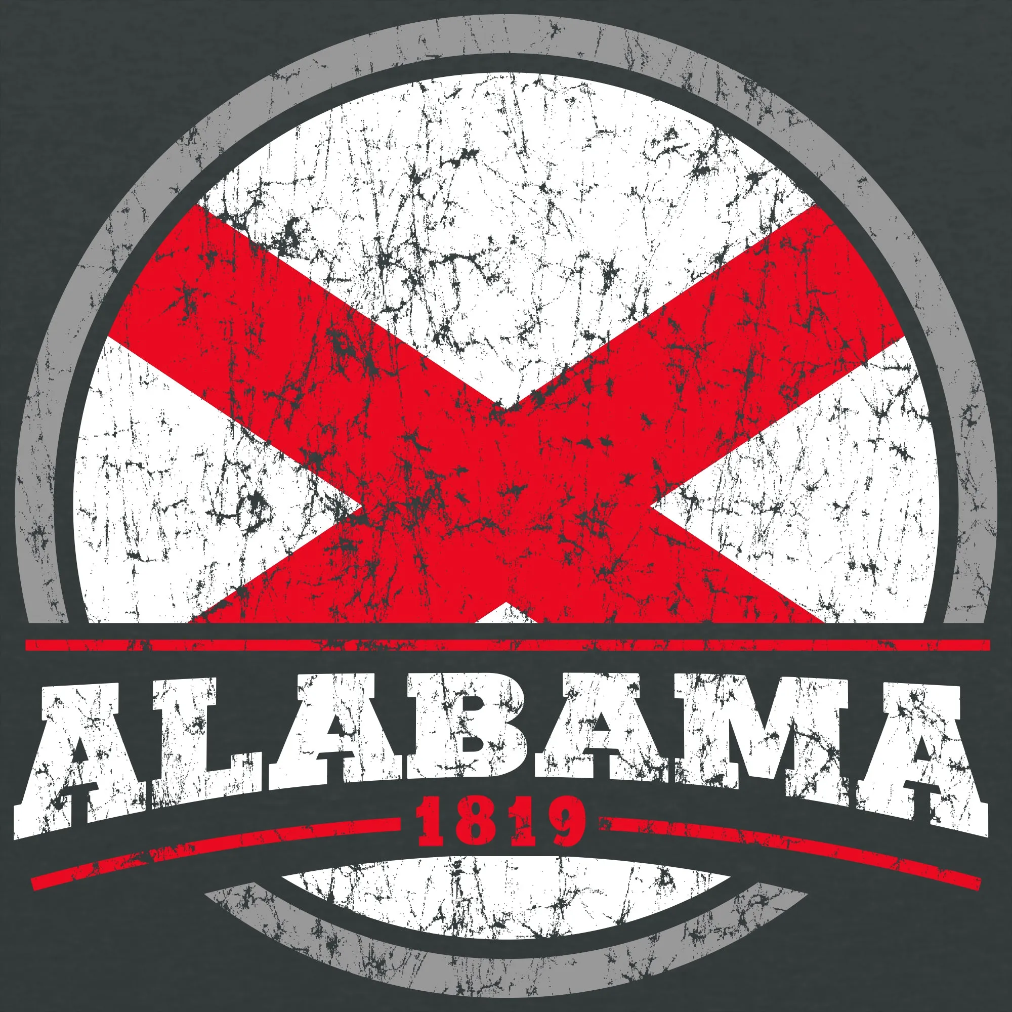 Alabama Distressed Circle T-Shirt - Dark Heather