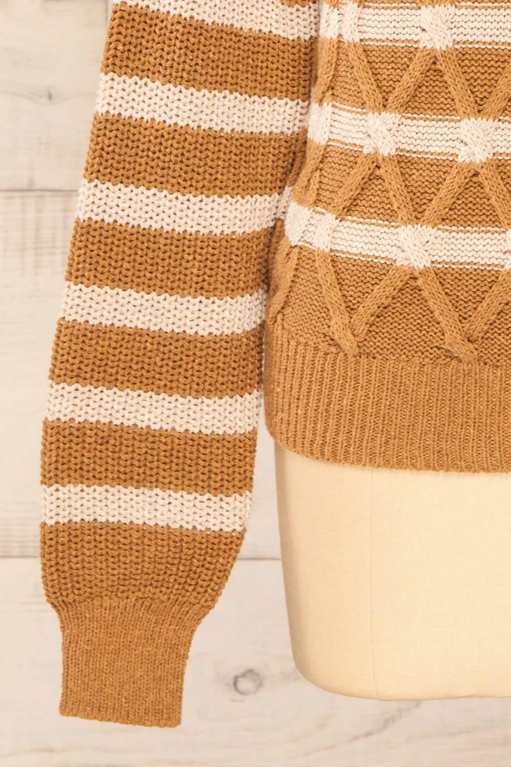 Algesiras Caramel | Diamond Knit Striped Sweater