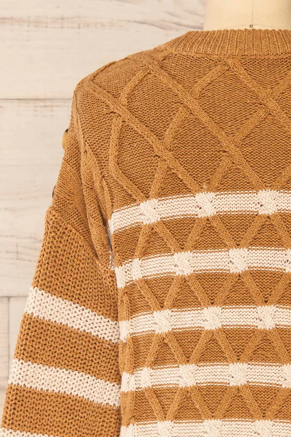 Algesiras Caramel | Diamond Knit Striped Sweater