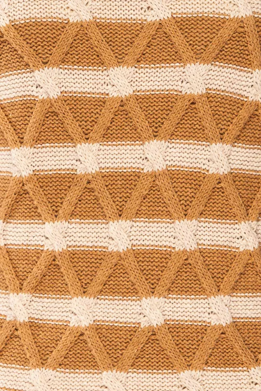 Algesiras Caramel | Diamond Knit Striped Sweater