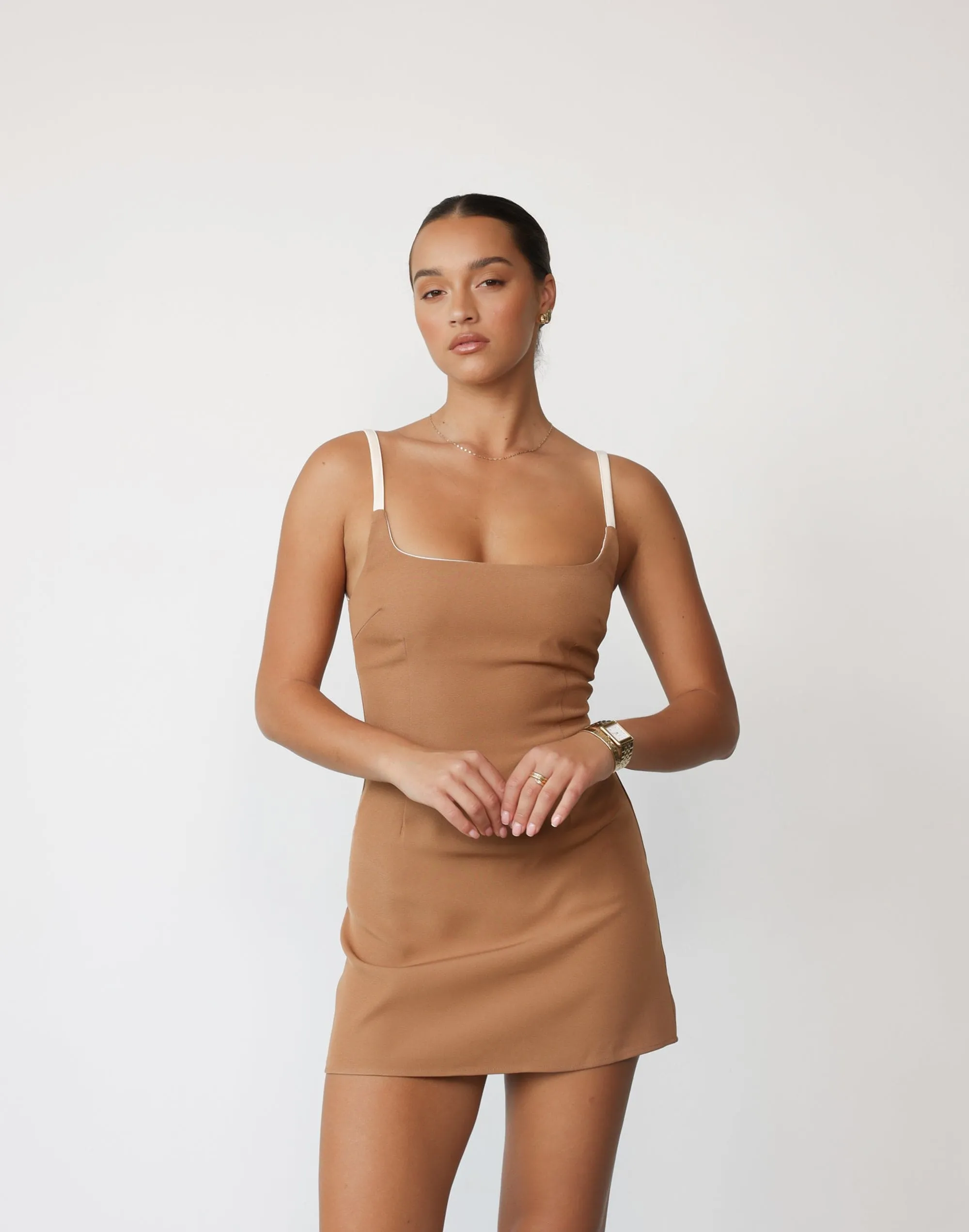 Alistair Mini Dress (Biscuit)