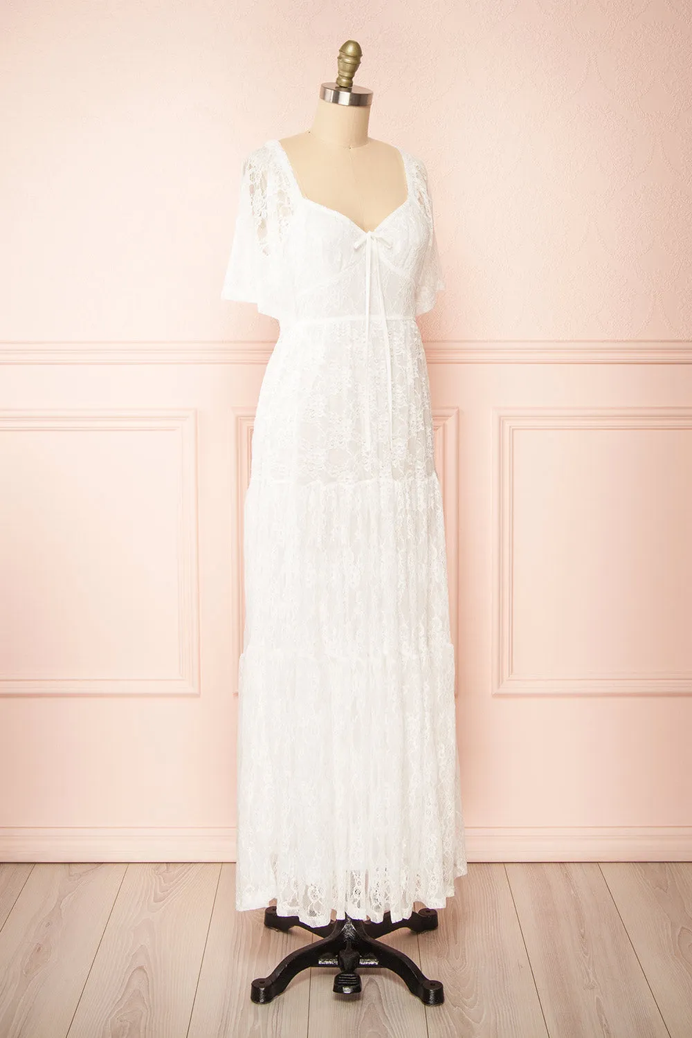 Amarys White | Tiered Lace Maxi Dress