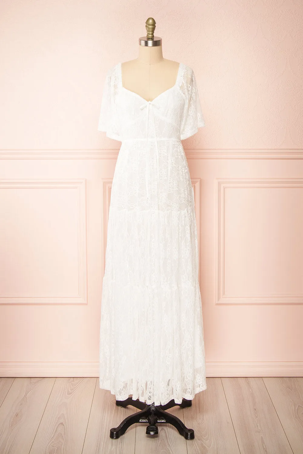 Amarys White | Tiered Lace Maxi Dress