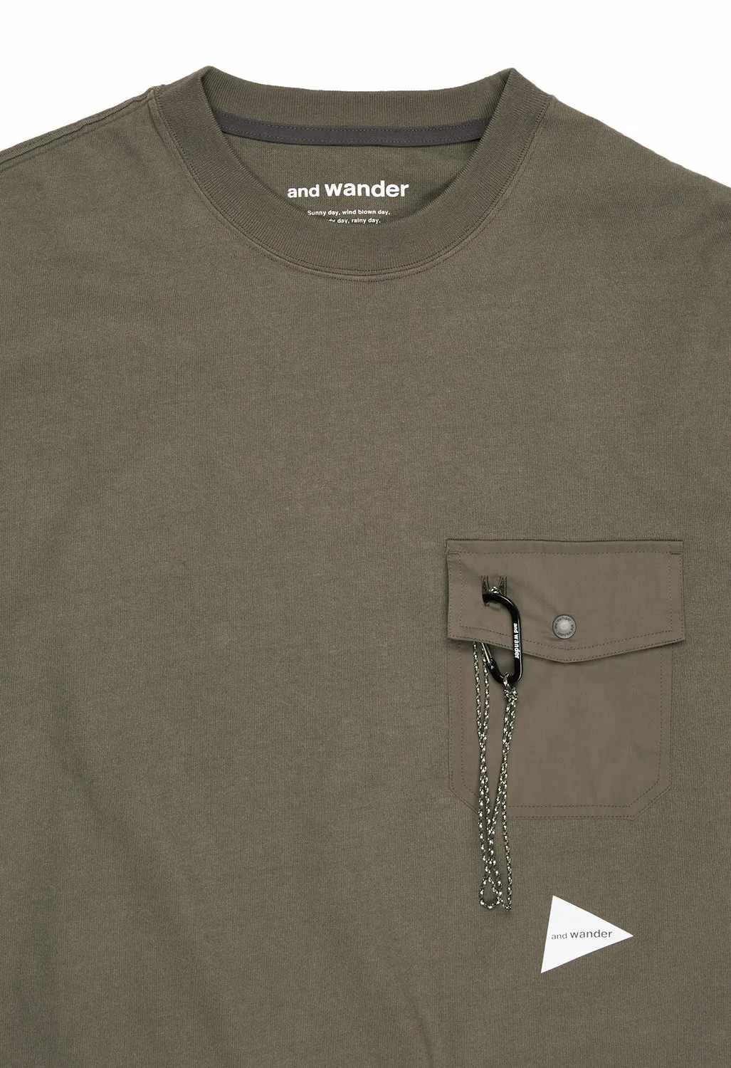 And Wander Men's Heavy Cotton Pocket Long Sleeved Tee - Dark Beige