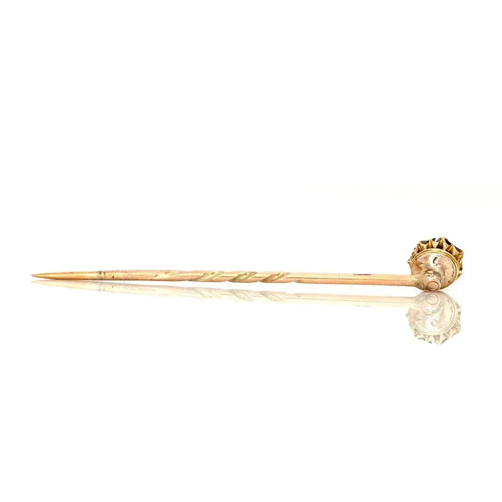 Antique Victorian 0.32ct Diamond 9ct Gold Stick Pin Brooch