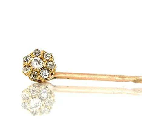 Antique Victorian 0.32ct Diamond 9ct Gold Stick Pin Brooch