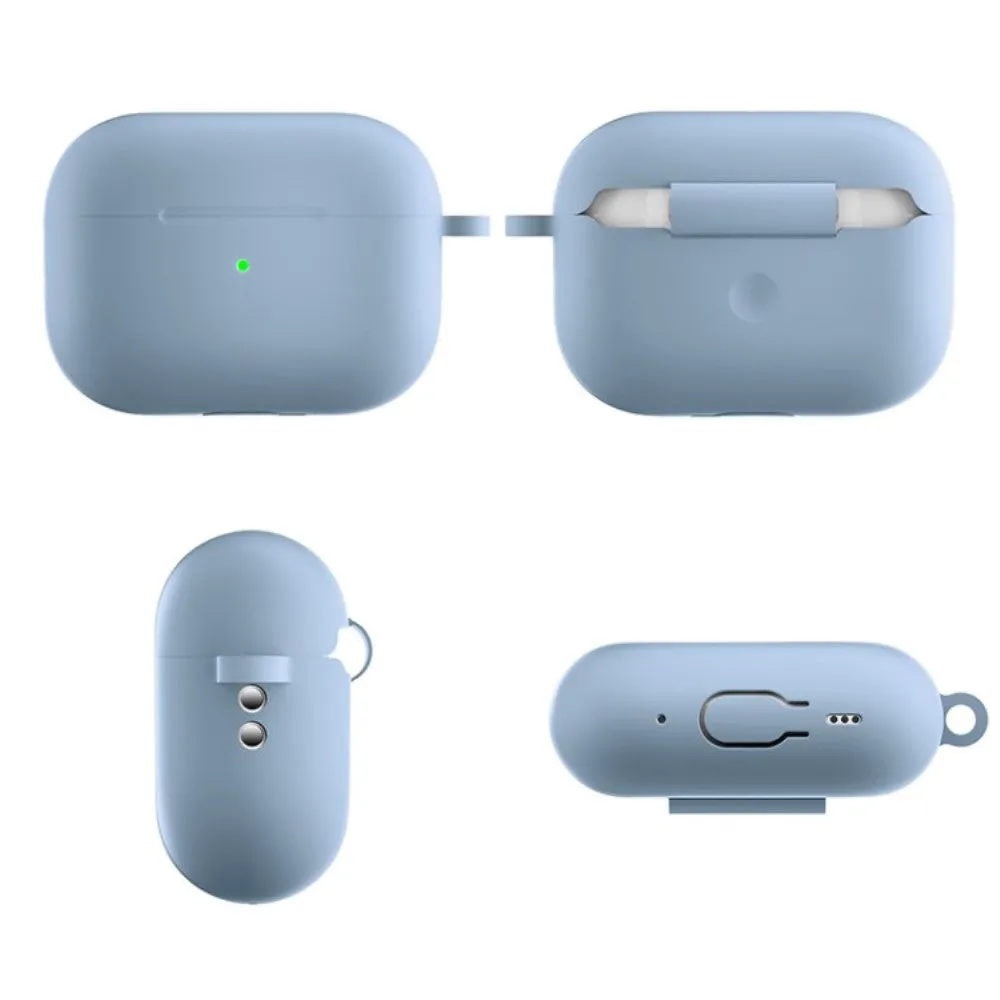 Apple Airpods Pro 2nd Gen (2022) Silikone Cover m. Karabinhage - Lyseblå