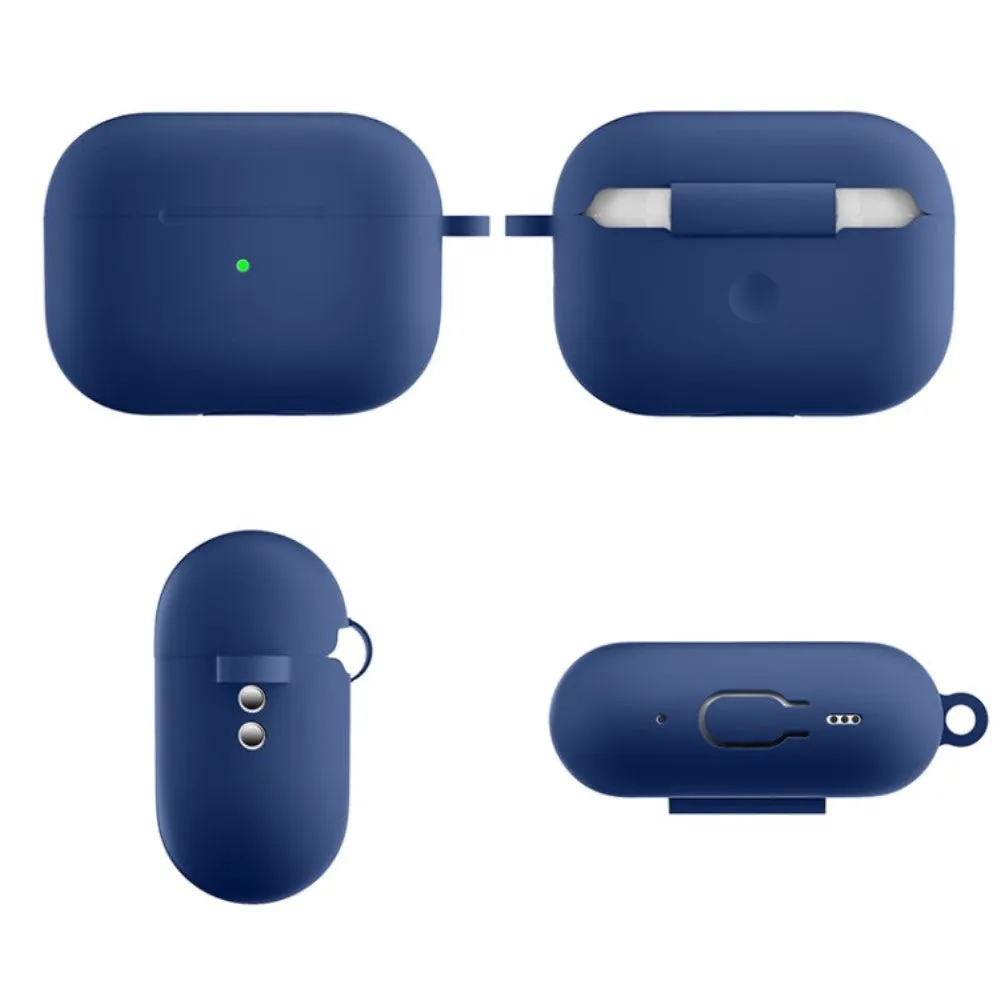 Apple Airpods Pro 2nd Gen (2022) Silikone Cover m. Karabinhage - Mørkeblå