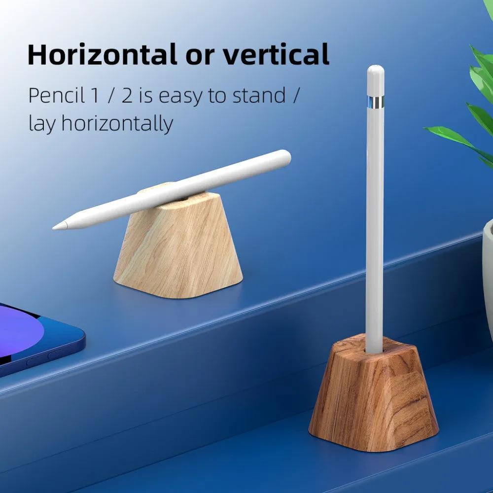 Apple Pencil 1 & 2 Gen. Træ Holder - Mørkt Træ