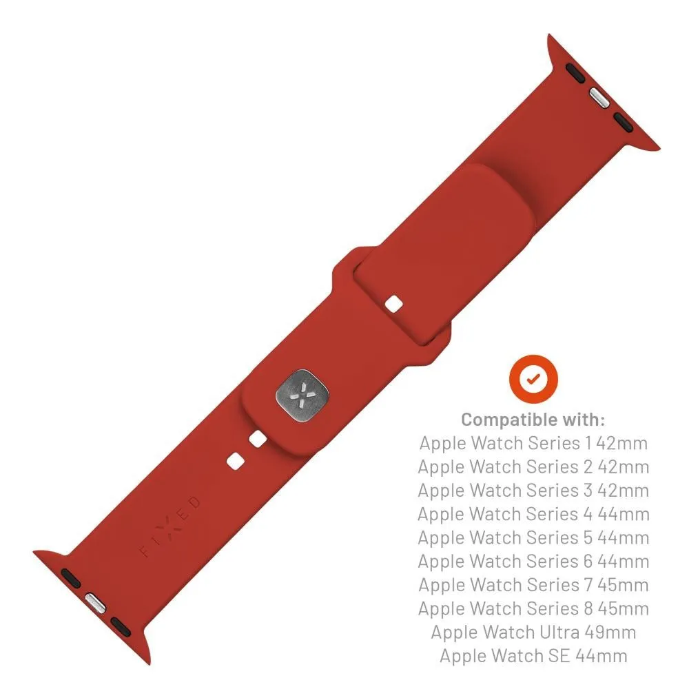 Apple Watch (42 / 44 / 45 / SE / 49mm) Fixed Wide Sporty Silikone Rem Sæt - Rød