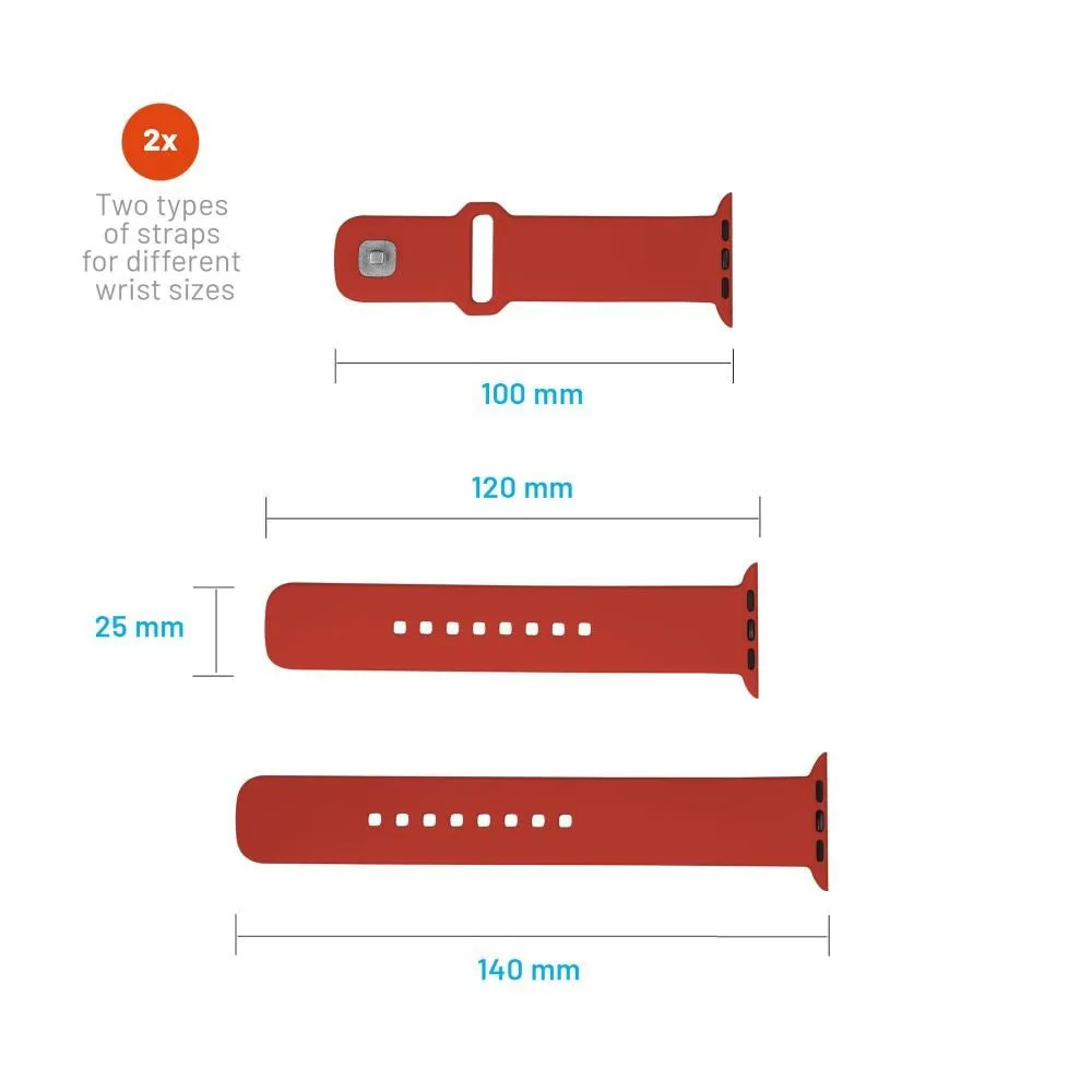 Apple Watch (42 / 44 / 45 / SE / 49mm) Fixed Wide Sporty Silikone Rem Sæt - Rød