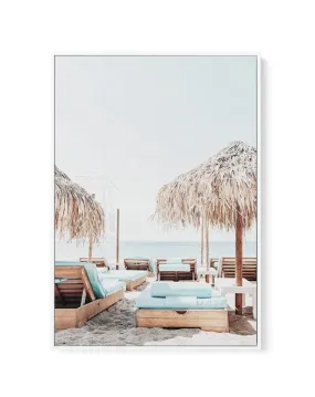 Aqua Sunlounges | Framed Canvas Art Print