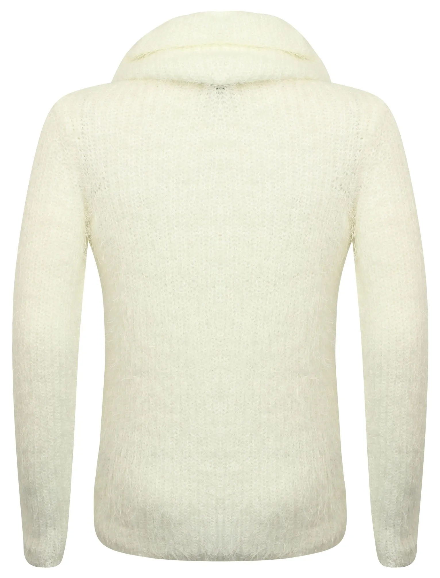 Ar Pierce V Neck Knit Jumper with Detachable Snood in Snow White - Amara Reya