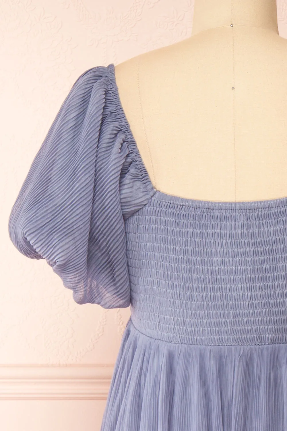 Araminta Blue | Pleated Maxi Babydoll Dress