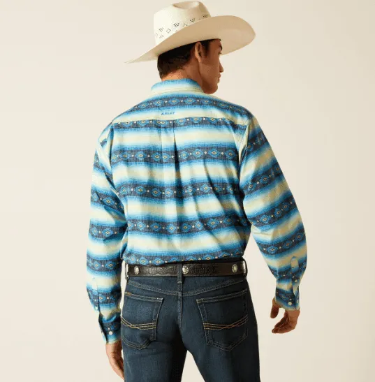 Ariat Men's Blue Aztec Stripe Penn Classic Fit Long Sleeve Western Shirt 10048383