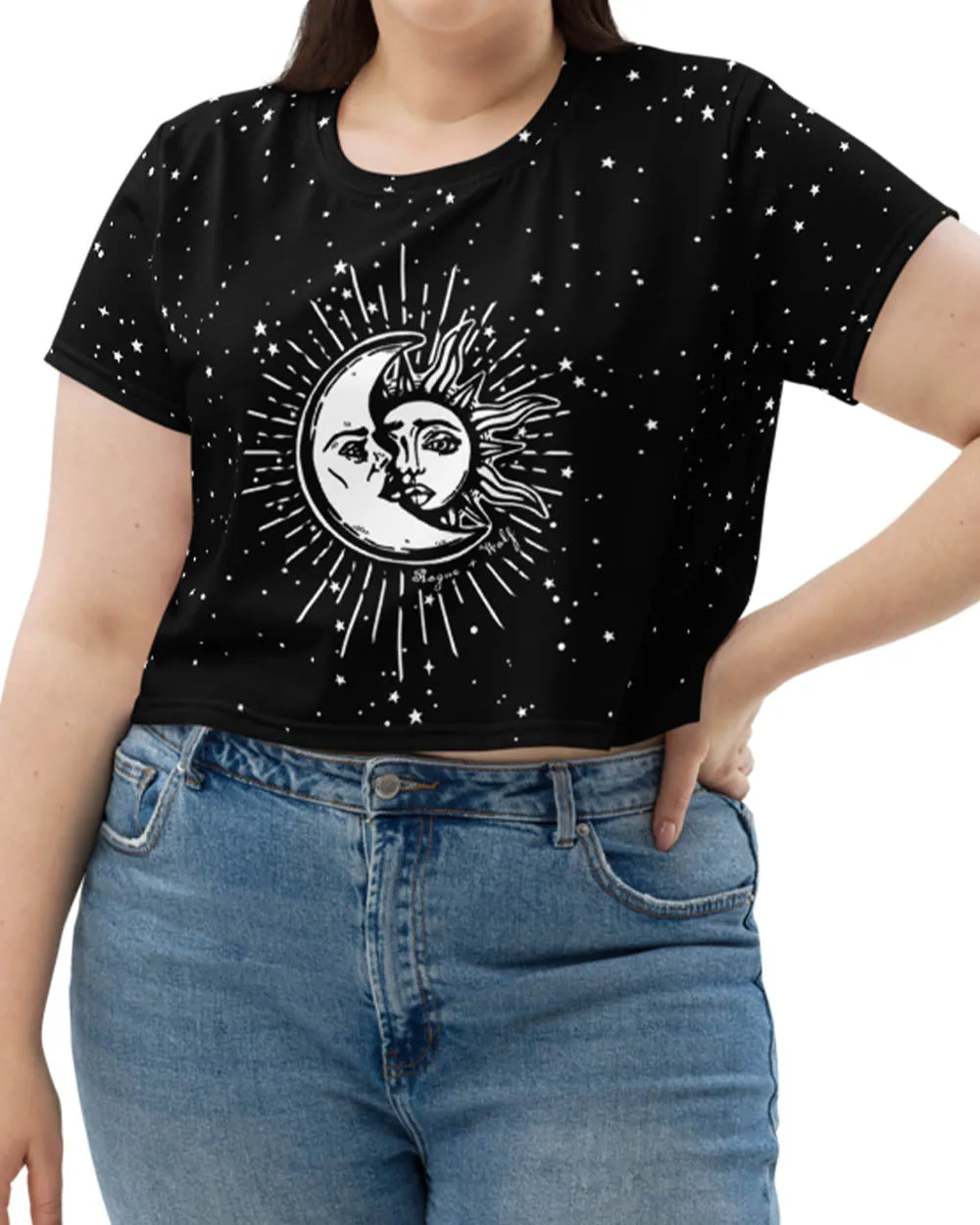 Astral Crop Top - Cute Black Witchy Alt Style Gothic Grunge Aesthetic Dark Academia Pagan Halloween Gothic Style