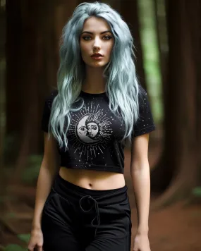 Astral Crop Top - Cute Black Witchy Alt Style Gothic Grunge Aesthetic Dark Academia Pagan Halloween Gothic Style