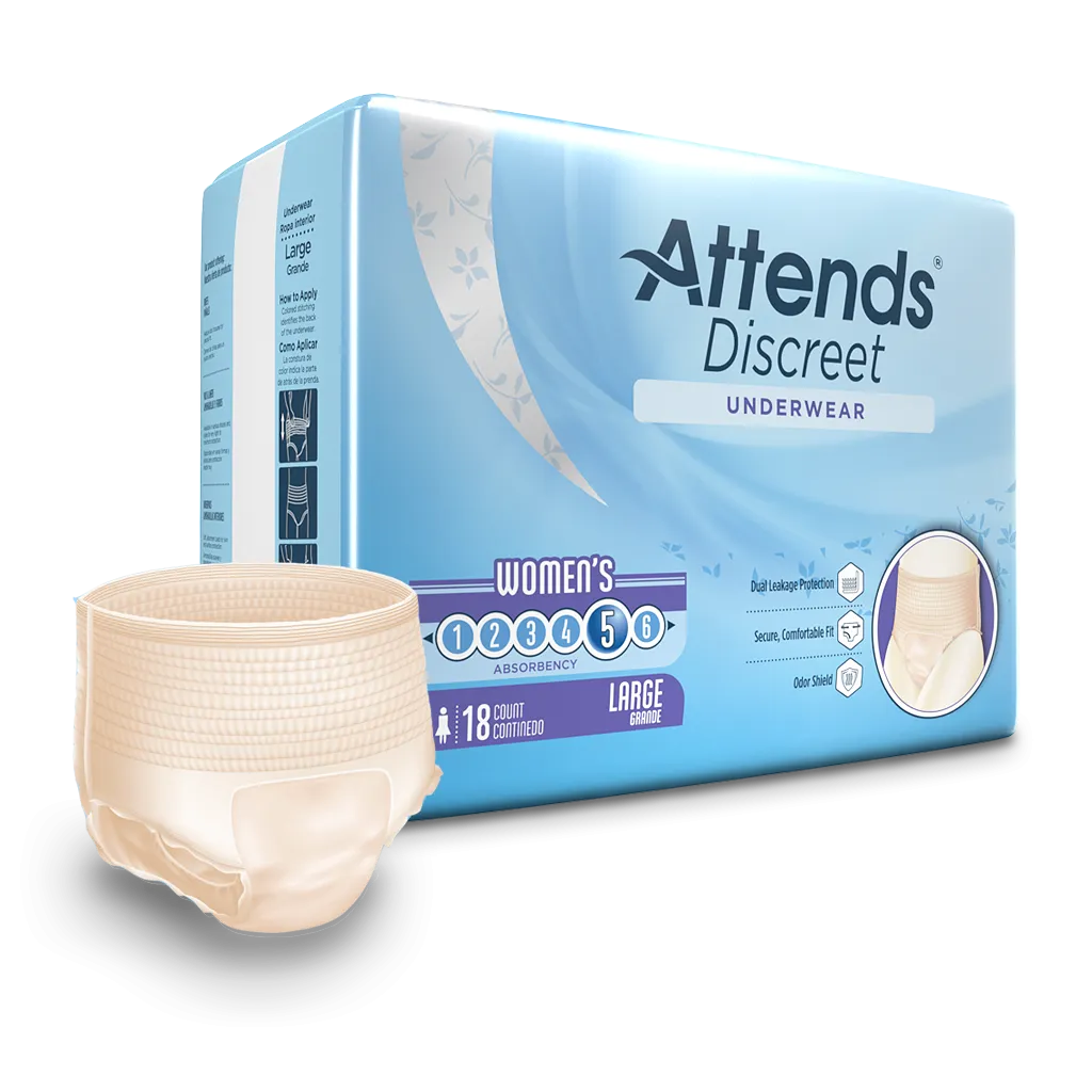 Attends Discreet Women Disposable Incontinence Bladder Leak Underwear