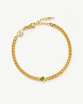 August Birthstone Chain Bracelet | 18ct Gold Plated Vermeil/Peridot