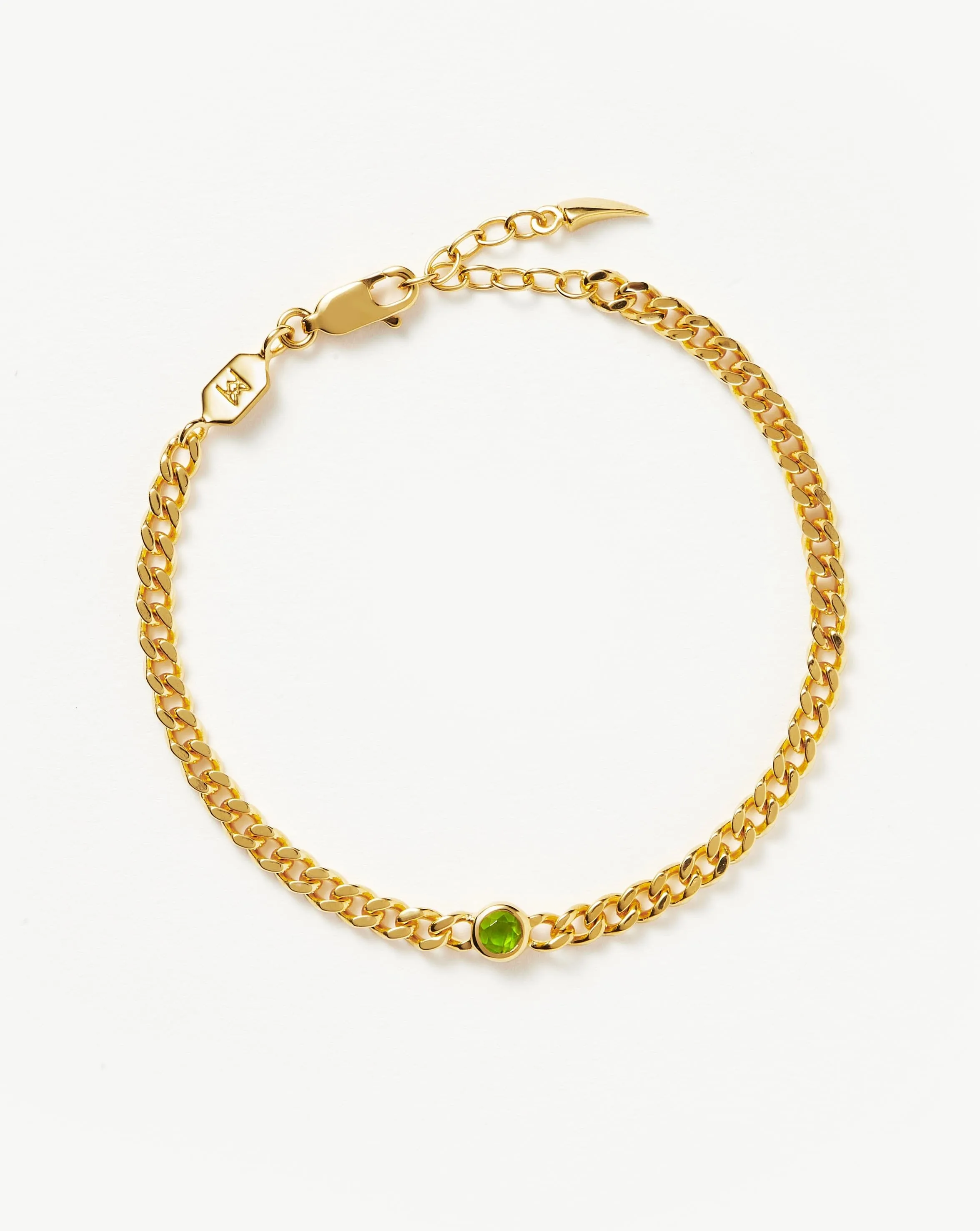 August Birthstone Chain Bracelet | 18ct Gold Plated Vermeil/Peridot