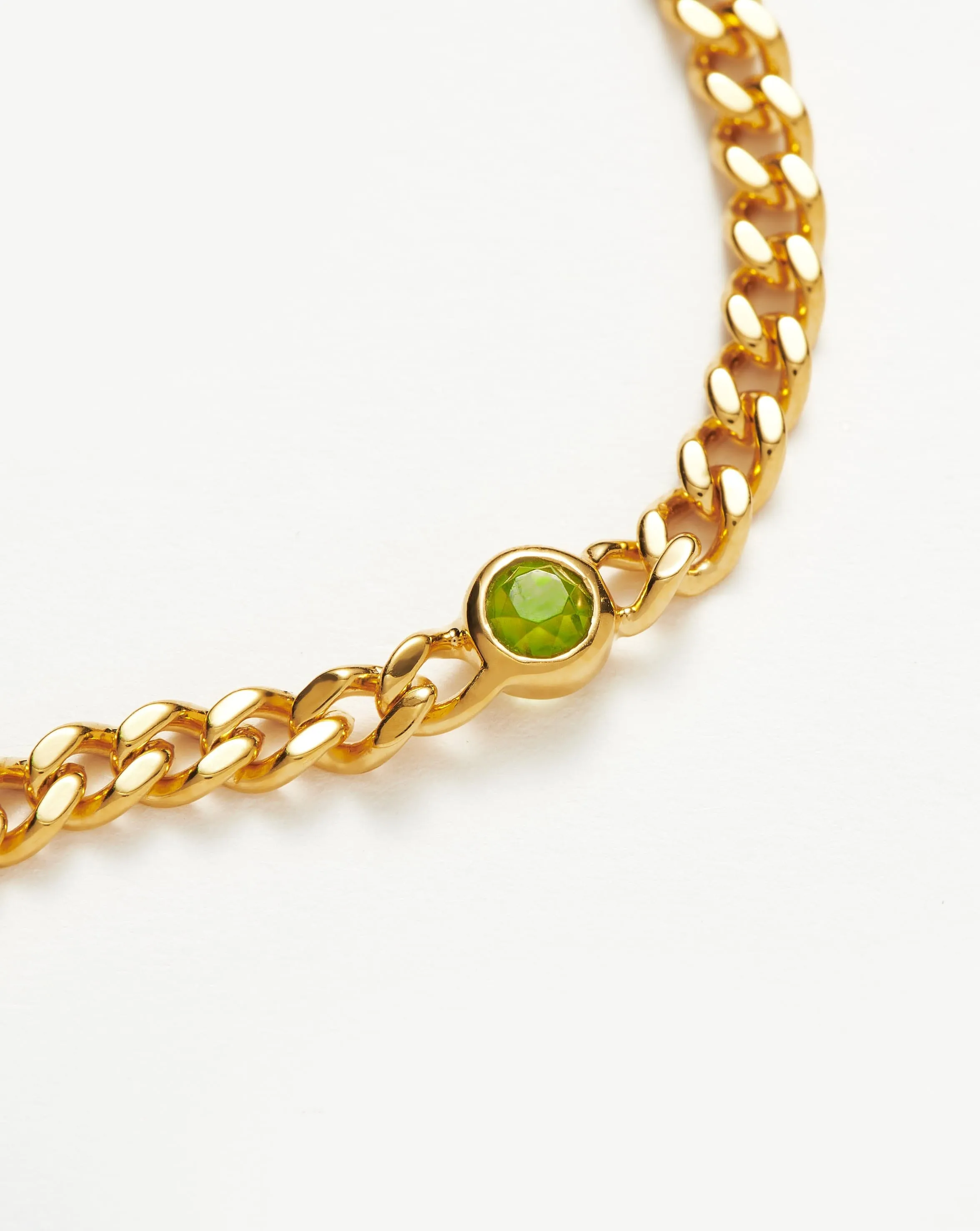 August Birthstone Chain Bracelet | 18ct Gold Plated Vermeil/Peridot