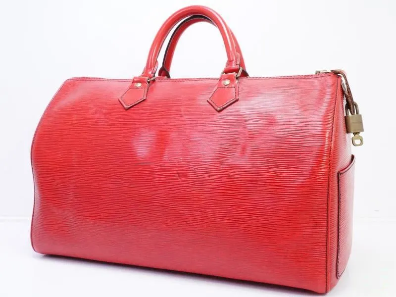 Authentic Pre-owned Louis Vuitton Epi Rouge Castillan Red Speedy 35 Duffle Hand Bag M42997 190517