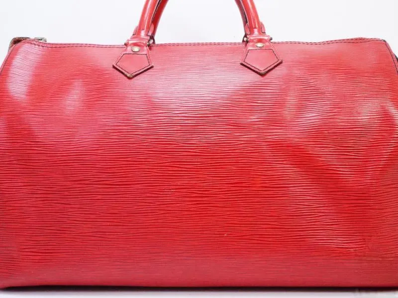 Authentic Pre-owned Louis Vuitton Epi Rouge Castillan Red Speedy 35 Duffle Hand Bag M42997 190517