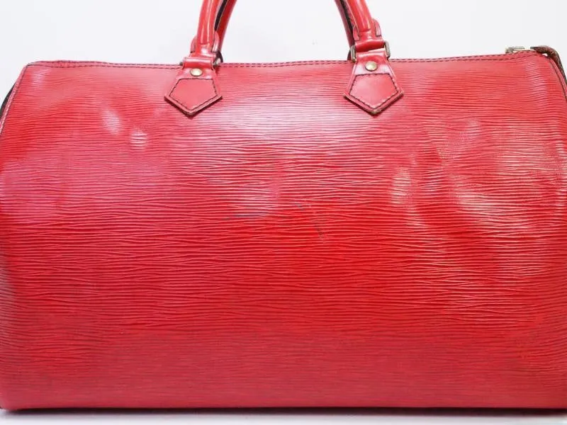 Authentic Pre-owned Louis Vuitton Epi Rouge Castillan Red Speedy 35 Duffle Hand Bag M42997 190517