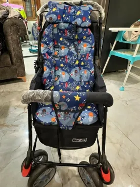 BABYHUG Cosy Cosmo Reversible Handle and Back Pocket Stroller/Pram - Navy Blue