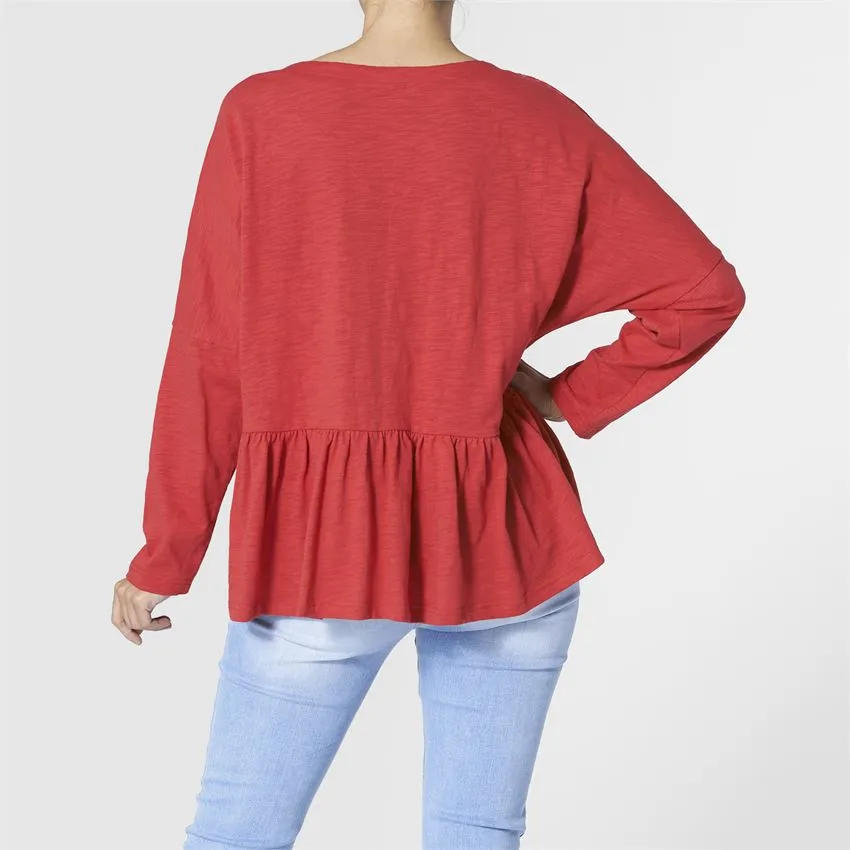 Bailey Oversized Top - Red - Final Sale